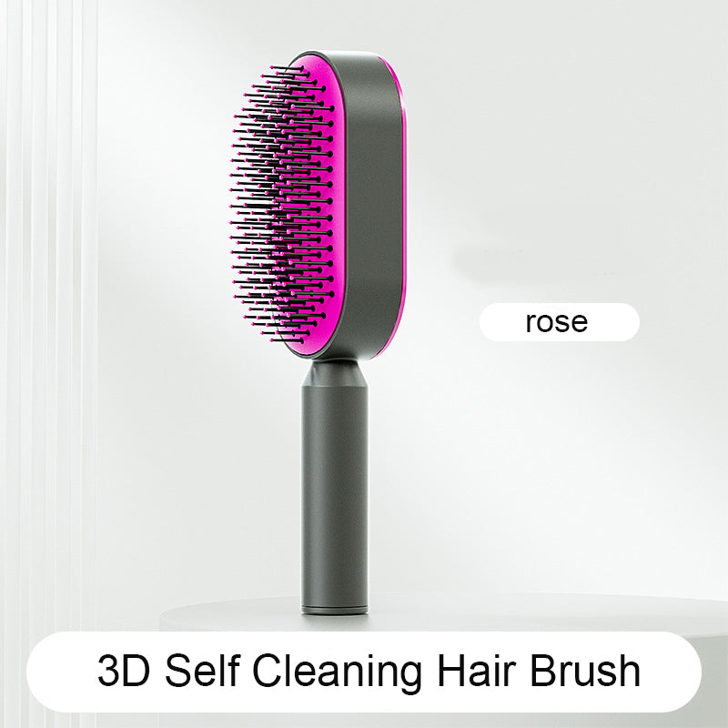 Self Cleaning Hair Brush for Women One-Key Cleaning Hair Loss Airbag Massage Scalp Comb Anti-Static Hairbrush