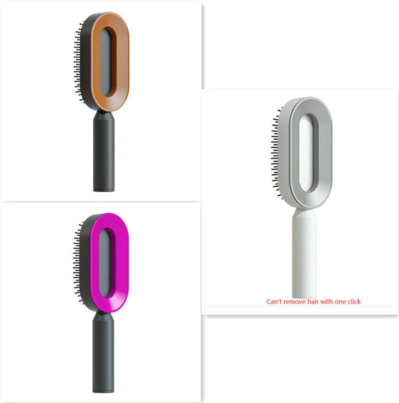 Self Cleaning Hair Brush for Women One-Key Cleaning Hair Loss Airbag Massage Scalp Comb Anti-Static Hairbrush