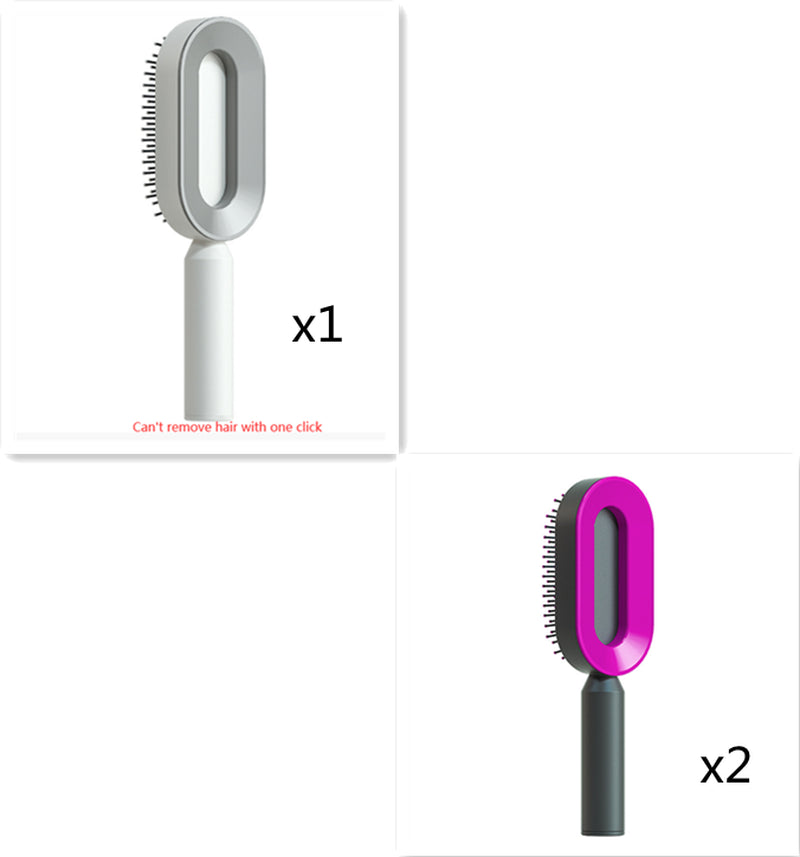 Self Cleaning Hair Brush for Women One-Key Cleaning Hair Loss Airbag Massage Scalp Comb Anti-Static Hairbrush