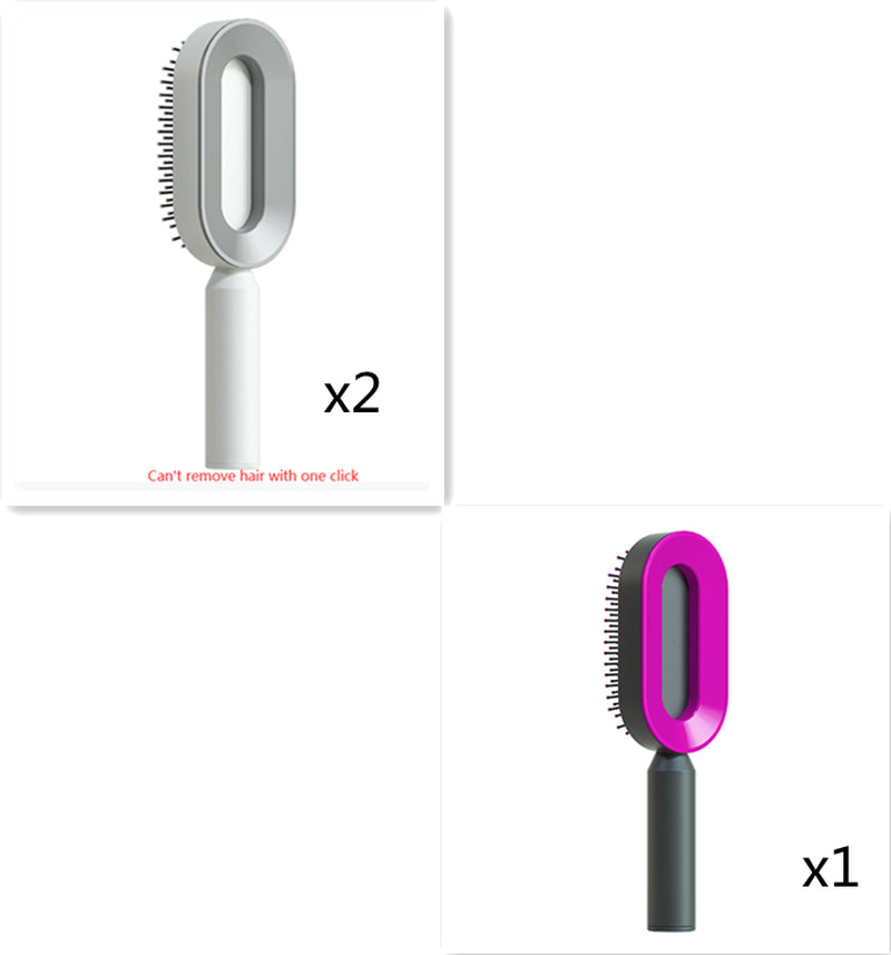 Self Cleaning Hair Brush for Women One-Key Cleaning Hair Loss Airbag Massage Scalp Comb Anti-Static Hairbrush