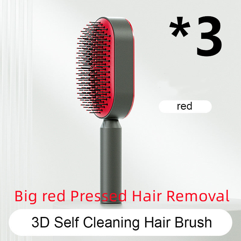 Self Cleaning Hair Brush for Women One-Key Cleaning Hair Loss Airbag Massage Scalp Comb Anti-Static Hairbrush