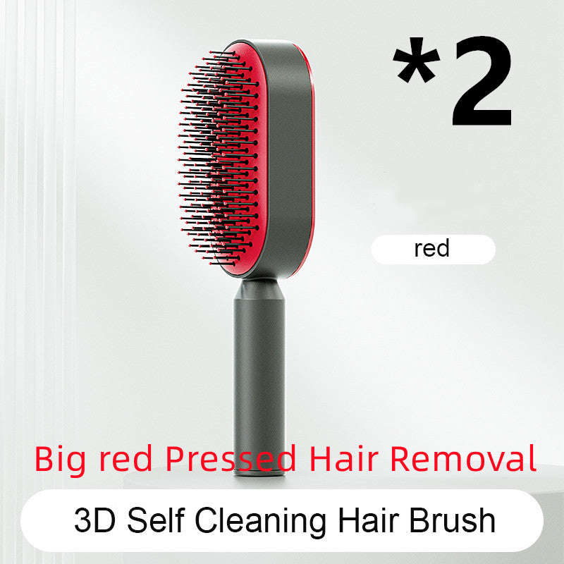 Self Cleaning Hair Brush for Women One-Key Cleaning Hair Loss Airbag Massage Scalp Comb Anti-Static Hairbrush